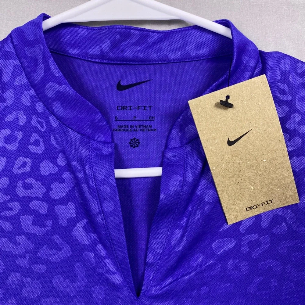 Nike Dri-FIT Victory Golf Polo Women S Purple Leopard Print Breathable NWT